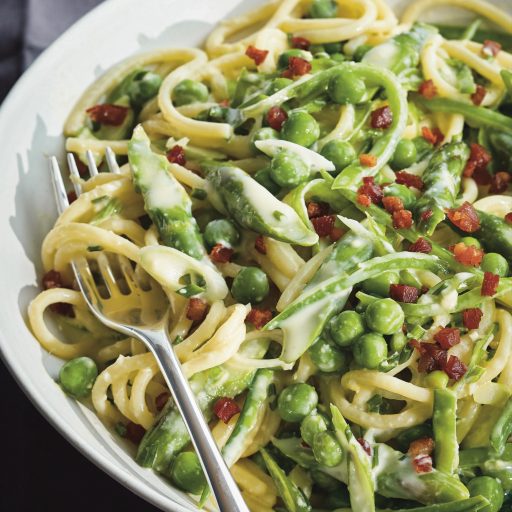 Spring Green Spaghetti Carbonara